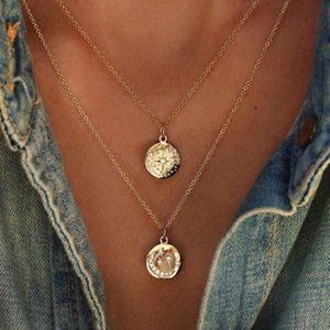 Gold Star Moon Multilayer Boho Necklace Trending